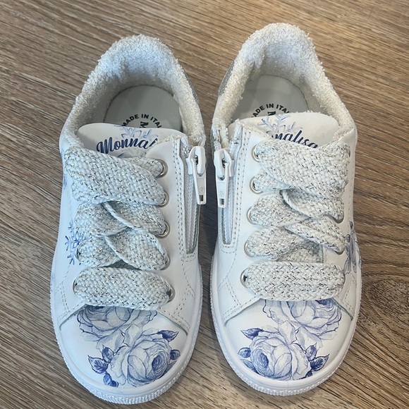 Monnalisa Rose Glitter Sneakers Girls 8T (EU 27) Made in Italy NWOT Designer - Picture 9 of 16